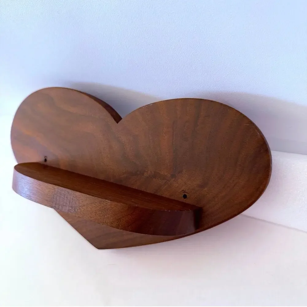 Heart Shaped Wood Wall Shelf Display 10.5 x 6